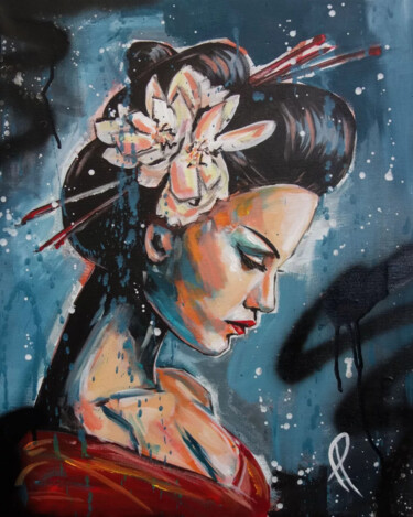 Painting titled "Mei" by Fanny Pasquier, Original Artwork, Acrylic Mounted on Wood Stretcher frame