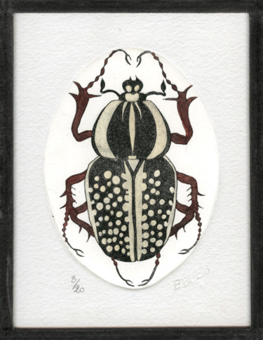 Gravures & estampes intitulée "Coleoptera II" par Bueb Fanny, Œuvre d'art originale, Eau-forte