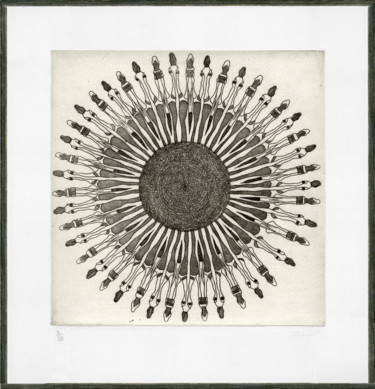 Gravures & estampes intitulée "Helianthus solare" par Bueb Fanny, Œuvre d'art originale, Eau-forte