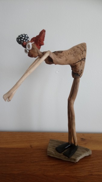 Скульптура под названием "la plongeuse" - Fanny Libel, Подлинное произведение искусства, Дерево