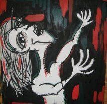 Painting titled "Le cri" by Fanouchka, Original Artwork