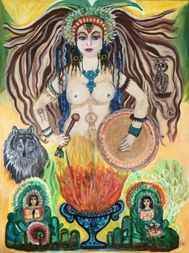 Schilderij getiteld "Die Göttin der Scha…" door Annemarie Stelzer, Origineel Kunstwerk, Acryl