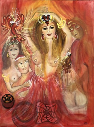 Painting titled "Die Göttin der Erot…" by Annemarie Stelzer, Original Artwork, Acrylic