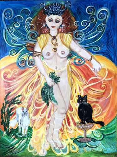 Malerei mit dem Titel "Die Göttin der Leic…" von Annemarie Stelzer, Original-Kunstwerk, Acryl