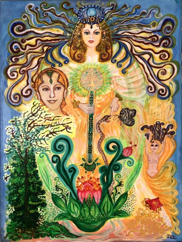 Pittura intitolato "Die Göttin des Erfo…" da Annemarie Stelzer, Opera d'arte originale, Acrilico