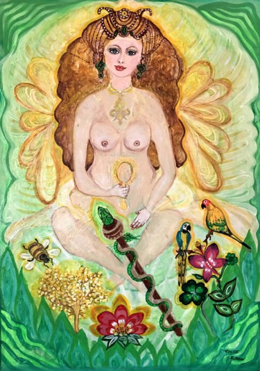 Schilderij getiteld "Die Göttin der Schö…" door Annemarie Stelzer, Origineel Kunstwerk, Acryl