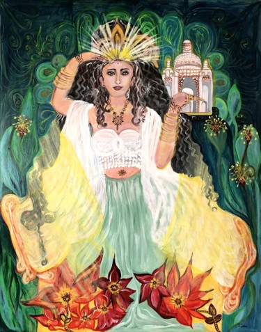 Malerei mit dem Titel "Die Schutzgöttin de…" von Annemarie Stelzer, Original-Kunstwerk, Acryl