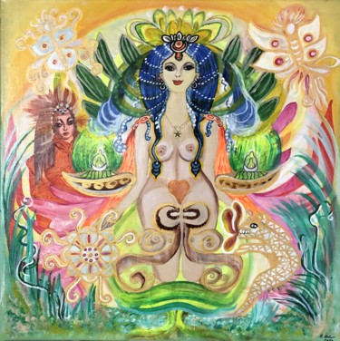 Malerei mit dem Titel "Die Göttin der Visi…" von Annemarie Stelzer, Original-Kunstwerk, Acryl
