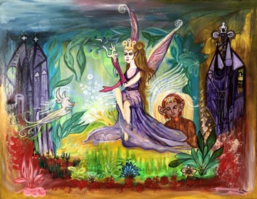 Pittura intitolato "Die Göttin der Zaub…" da Annemarie Stelzer, Opera d'arte originale, Acrilico