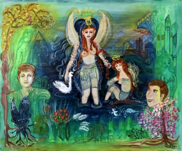 Malerei mit dem Titel "Die Göttin der Verf…" von Annemarie Stelzer, Original-Kunstwerk, Acryl