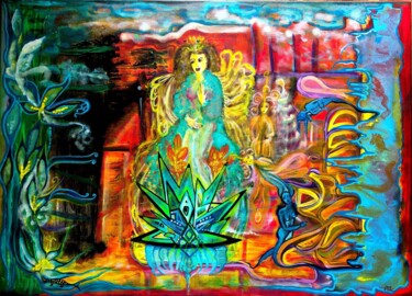 Malerei mit dem Titel "Zauberkristall" von Annemarie Stelzer, Original-Kunstwerk, Acryl
