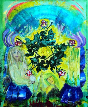 "Rosenpentagramm" başlıklı Tablo Annemarie Stelzer tarafından, Orijinal sanat, Zamklı boya