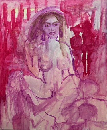 Malerei mit dem Titel "Peep-Show" von Annemarie Stelzer, Original-Kunstwerk, Tempera