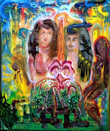 Malerei mit dem Titel "Versuchung" von Annemarie Stelzer, Original-Kunstwerk, Tempera