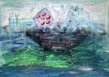 Malerei mit dem Titel "Eis-Meer" von Annemarie Stelzer, Original-Kunstwerk, Tempera
