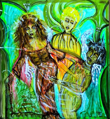 Schilderij getiteld "Das Alter" door Annemarie Stelzer, Origineel Kunstwerk, Tempera