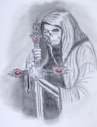DEATH ARTWORK grim reaper art images grim reaper sword Dessin intitulée "DEATH ARTWORK grim…" par Nadiia Morokhovets, Œuvre d'art originale, Graphite