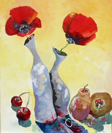 Peinture intitulée "fleurs" par Philippe Amagat, Œuvre d'art originale