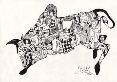 Dibujo titulada "L'union fait le fér…" por Farahaingo, Obra de arte original, Tinta