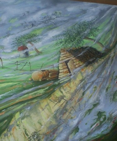 Pintura titulada "Bohio en tierra" por Luis Alberto Faraco, Obra de arte original, Oleo