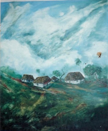 Pintura titulada "Bohios en las monta…" por Luis Alberto Faraco, Obra de arte original, Oleo