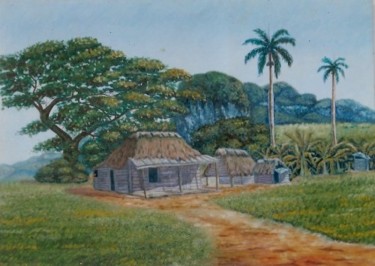 Pintura titulada "Paisaje campesino" por Luis Alberto Faraco, Obra de arte original, Oleo