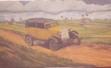Pintura titulada "Auto antiguo en cam…" por Luis Alberto Faraco, Obra de arte original, Oleo