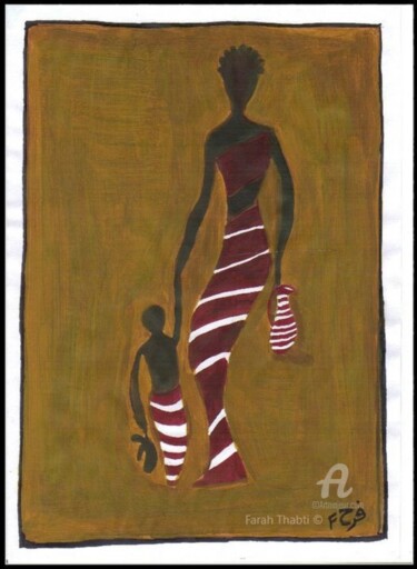 Peinture intitulée "Défi d'une mère" par Farah Thabti, Œuvre d'art originale, Acrylique