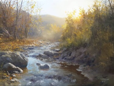 Painting titled "Late Afternoon" by Faramarz Mokhtarpour, Original Artwork, Oil