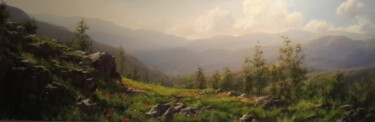 Pittura intitolato "Spring on the Hill" da Faramarz Mokhtarpour, Opera d'arte originale, Olio