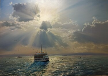 Pintura intitulada "Silence on the sea" por Faramarz Mokhtarpour, Obras de arte originais, Óleo