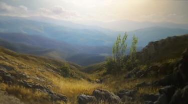 Painting titled "Summer On The Mount…" by Faramarz Mokhtarpour, Original Artwork, Oil