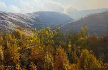 Painting titled "Fall In The Valley" by Faramarz Mokhtarpour, Original Artwork, Oil
