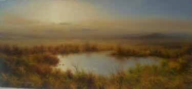 Peinture intitulée "Sunset On The Plain" par Faramarz Mokhtarpour, Œuvre d'art originale, Huile