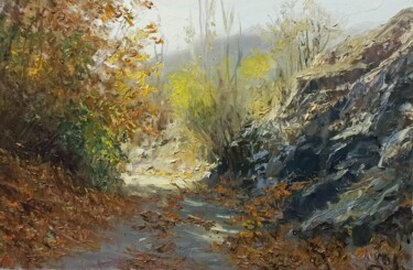 Painting titled "Autumn And The Path…" by Faramarz Mokhtarpour, Original Artwork, Oil