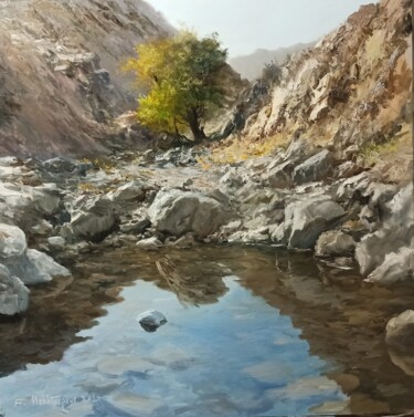 Painting titled "Cilent Valley" by Faramarz Mokhtarpour, Original Artwork, Oil