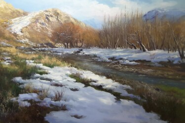 Painting titled "Winter Atmosphere" by Faramarz Mokhtarpour, Original Artwork, Oil