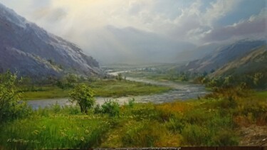 Painting titled "Misty Morning" by Faramarz Mokhtarpour, Original Artwork, Oil