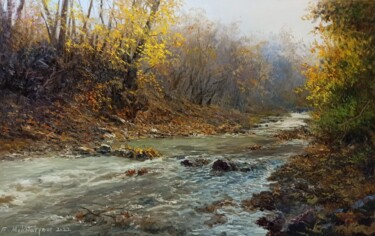 Painting titled "The River In Fall" by Faramarz Mokhtarpour, Original Artwork, Oil