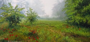 Painting titled "Fog In The Forest" by Faramarz Mokhtarpour, Original Artwork, Oil