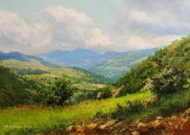 Painting titled "The Wast Green Vall…" by Faramarz Mokhtarpour, Original Artwork, Oil