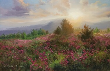 Painting titled "Wild Flowers On The…" by Faramarz Mokhtarpour, Original Artwork, Oil