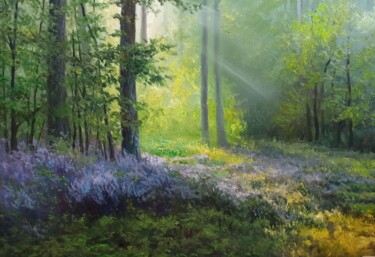 Painting titled "Sprig In The Forest" by Faramarz Mokhtarpour, Original Artwork, Oil