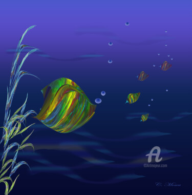 Arts numériques intitulée "fonds-marins.jpg" par Christiane Mosca, Œuvre d'art originale, Peinture numérique