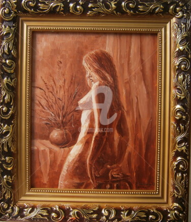 Painting titled "Мысли" by Iurii Malovitsa, Original Artwork, Oil