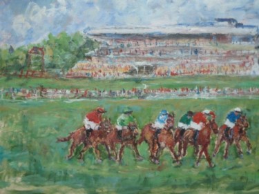 Peinture intitulée "Le champ de courses" par Luciano-Gaston Faraoni, Œuvre d'art originale