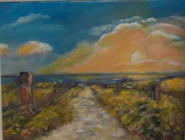 Malerei mit dem Titel "Weg zum Ostseestrand" von Eva Hedbabny, Original-Kunstwerk, Öl