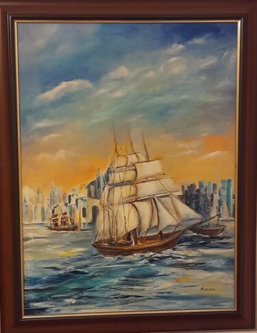 Malerei mit dem Titel "an der Nordsee" von Eva Hedbabny, Original-Kunstwerk, Öl