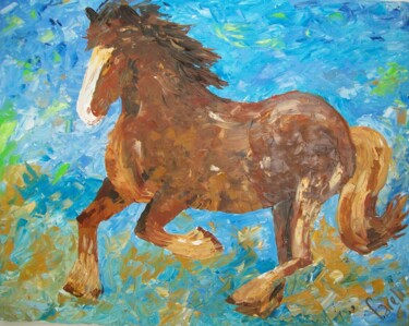 Malerei mit dem Titel "Elegance to trot" von Fareli, Original-Kunstwerk, Öl