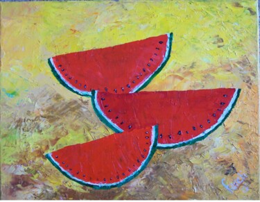 Painting titled "The Watermelon" by Fareli, Original Artwork, Oil